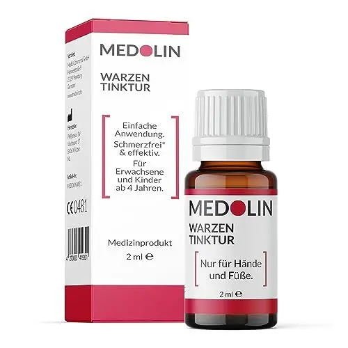 Produktbild: Medolin® Warzen Tinktur - Effektives Warzenmittel - Wissenschaftlich bestätige Wirkung - Einfache & schmerzfreie Anwendung - Warzen entfernen, 2 ml