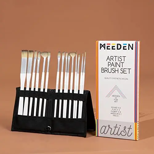 Produktbild: MEEDEN Acryl Pinsel: 15 teiliges Pinsel Set Premium Nylon Haarpinsel – Künstler Pinsel für Acryl, Öl, Aquarell, Miniaturdetails und Felsmalerei