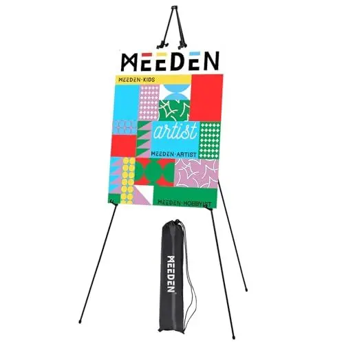 Produktbild: MEEDEN Staffelei Stand, 63“ Kunst Display Staffeleien, Instant Stativ Metall Staffelei mit Tasche, Folding Staffelei für Display Malerei Leinwand, Hochzeit Zeichen, Präsentationen, Poster, 1-Pack