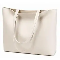 Produktbild: MEEGIRL Damen Henkeltaschen, Einfache Handtaschen PU Leder Tote Shopper Bag für Arbeit, Schule, Einkauf mit Reißverschluss und Innentasche (Braun)