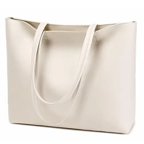 Produktbild: MEEGIRL Damen Henkeltaschen, Einfache Handtaschen PU Leder Tote Shopper Bag für Arbeit, Schule, Einkauf mit Reißverschluss und Innentasche (Braun)