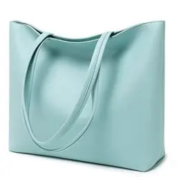 Produktbild: MEEGIRL Damen Henkeltaschen, Einfache Handtaschen PU Leder Tote Shopper Bag für Arbeit, Schule, Einkauf mit Reißverschluss und Innentasche (Grau)