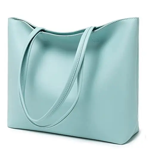 Produktbild: MEEGIRL Damen Henkeltaschen, Einfache Handtaschen PU Leder Tote Shopper Bag für Arbeit, Schule, Einkauf mit Reißverschluss und Innentasche (Grau)
