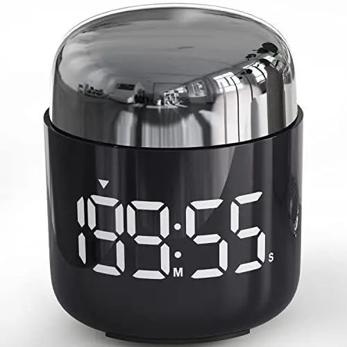 Produktbild: MeesMeek Digitaler Küchentimer mit großer LED-Anzeige Countdown-Timer mit Einstellbarer Lautstärke für Kochen und Lehrzeit für Kinder und Lehrer. (Schwarz) (Silber)