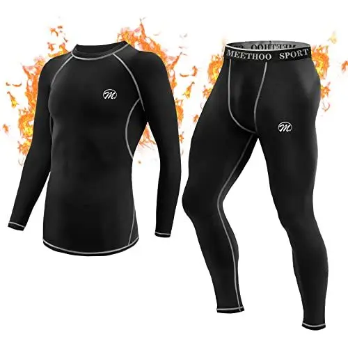 Produktbild: MeetHoo Thermounterwäsche Herren, Funktionsunterwäsche Set Funktionswäsche Thermo Skiunterwäsche Thermowäsche Base Layer Unterhemd Unterhose für Laufen