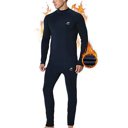 Produktbild: MeetHoo Thermounterwäsche Herren, Funktionsunterwäsche mit Rollkragen Skiunterwäsche Winter Thermowäsche Set Atmungsaktiv Thermo Unterwäsche Warm Thermounterhemd & Thermohosen für Männer