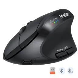 Produktbild: MEETION Ergonomische Maus, Kabellose Maus, Bluetooth-Vertikale Wiederaufladbare Mäuse, 4 Einstellbare DPI 2400, Bluetooth 5.2+5.2+USB-Maus für Windows/Mac, für Laptop/PC/Computer/iPad - Schwarz
