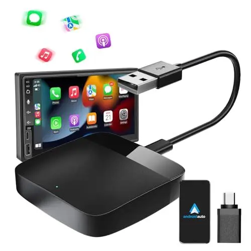 Produktbild: MEETOWN Android Auto Wireless Adapter, Konvertieren Sie Wired Android Auto in Wireless, Kabelloser Android Auto Dongle mit USB C/A für Android10+, Plug & Play Kompatibel mit 98% der Autos