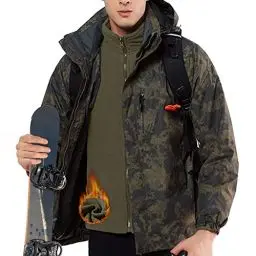 Produktbild: MEETWEE Herren Skijacke 3 in 1, Winterjacke Wasserdicht Softshelljacke Funktionsjacke Warm Jacke Fleecejacke Atmungsaktiv Winddichte Wanderjacke Regenjacke Freizeitjacke mit Abnehmbarer Kapuze