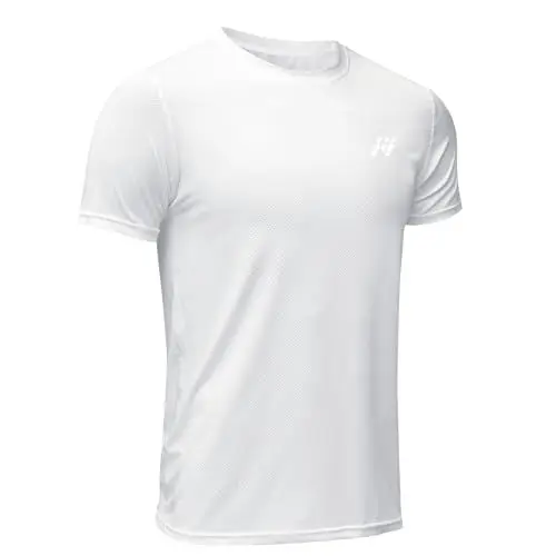 Produktbild: MEETWEE Sportshirt Herren, Laufshirt Kurzarm Mesh Funktionsshirt Atmungsaktiv Kurzarmshirt Sports Shirt Trainingsshirt für Männer, Weiß, M
