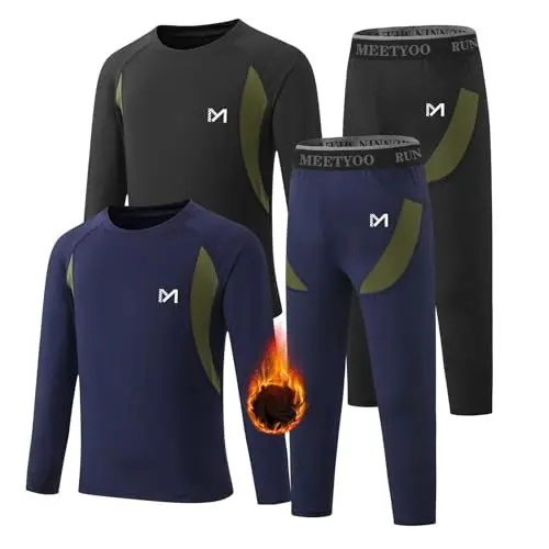 Produktbild: MEETYOO 2er Pack Thermounterwäsche Set für Kinder Funktionsunterwäsche Skiunterwäsche Fussball Jungen Atmungsaktiv Weich Funktionswäsche Thermo Unterwäsche Warme für Kinder