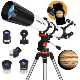 Produktbild: MEEZAA Teleskop, Teleskop Astronomie Erwachsene Profi, 90mm Blende 800mm AZ Mount Astronomisches Refraktor Teleskop für Kinder Anfänger, Teleskop für Einsteiger zur Beobachtung von Mond und Planeten