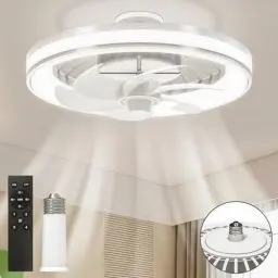 Produktbild: Mefine Deckenventilator mit Beleuchtung und Fernbedienung Leise, Dimmbar 33cm Deckenventilator mit Licht 34W E27, Weiß Klein Deckenventilator 4 Geschwindigkeiten für Schlafzimmer, Kinderzimmer