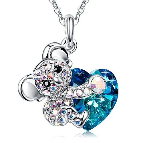 Produktbild: Mega Creative Jewelry Damen Kette Blau Herz Halskette Niedliche Koala Bär Anhänger mit Kristalle Schmuck Geschenke für Frauen