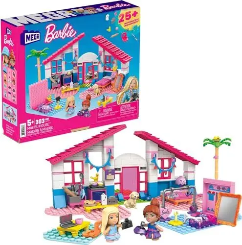 Produktbild: Mega Barbie MEGA Construx GWR34 - Barbie Malibu Villa, Bauspielzeug für Kinder, Bauset mit 303 Bausteinen, ab 5 Jahren