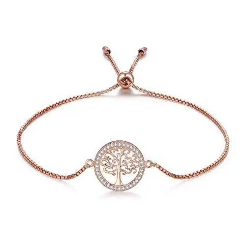 Produktbild: MEGA CREATIVE JEWELRY Damen Armband Rosegold Lebensbaum aus 925 Sterling Silber mit Kristalle Schmuck Geschenke für Frauen