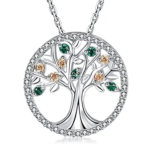 Produktbild: Mega Creative Jewelry Damen Kette Lebensbaum Halskette aus 925 Sterling Silber Anhänger mit Kristalle Schmuck Geschenke für Frauen