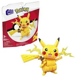 Produktbild: Mega Pokémon Figuren, Medium Pikachu Figur zum Zusammenbauen, Höhe: 10cm, beweglich, kompatibel mit allen Bausets von Mega Construx, Pokémon Spielzeug, Spielzeug ab 7 Jahre, GMD31