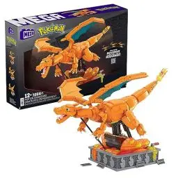 Produktbild: Mega Pokémon Glurak Actionfigur, 1664 Teile, zusammenbaubares, bewegliches Figur, Bauspielzeug, ca. 28 cm groß, ab 12 Jahre Sammelfigut, HMW05