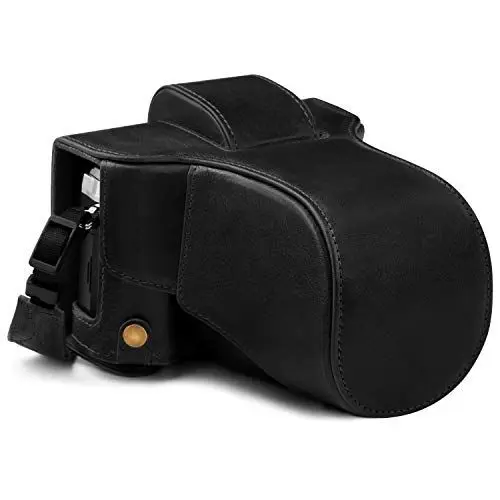 Produktbild: MegaGear Ever Ready MG1862 Kameratasche aus Echtleder, kompatibel mit Olympus OM-D E-M5 Mark III (14-150 mm), Schwarz