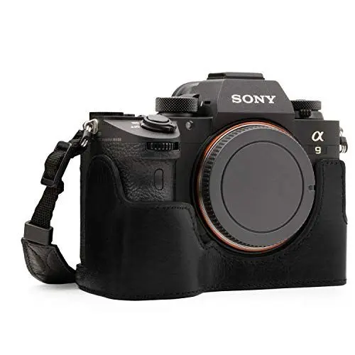Produktbild: MegaGear MG1243 Sony Alpha A7RIII, A9, A7III Ever Ready Echtleder Kamera-Halbtasche mit Trageriemen - Schwarz
