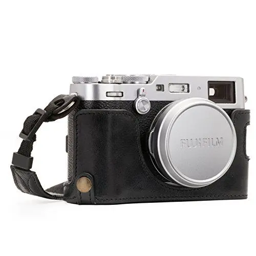 Produktbild: MegaGear MG1281 Ever Ready Echtleder Kamera-Halbtasche mit Trageriemen und Batteriezugang für Fujifilm X100F schwarz