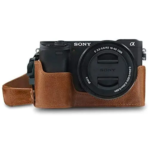 Produktbild: MegaGear MG1642 Ever Ready Kameratasche, Echtleder, kompatibel mit Sony Alpha A6100, A6400 - Braun