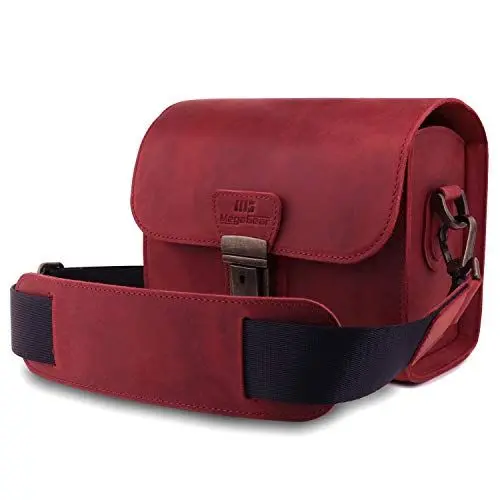 Produktbild: MegaGear MG1722 Pebble Kameratasche aus echtem Leder für spiegellose Sofort- und DSLR-Kameras, Kastanienbraun