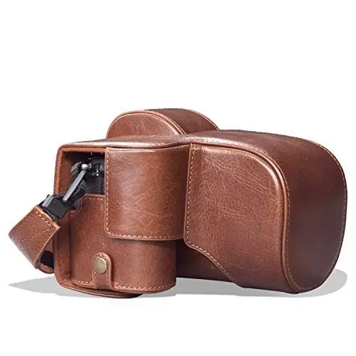Produktbild: MegaGear MG1960 Ever Ready Echtleder Kameratasche mit Trageriemen kompatibel mit Fujifilm X-S10 - Braun
