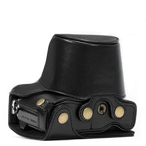 Produktbild: MegaGear MG636 Olympus OM-D E-M10 Mark II, E-M10 (14-42mm) Ever Ready Leder Kamera-Case mit Trageriemen - Schwarz