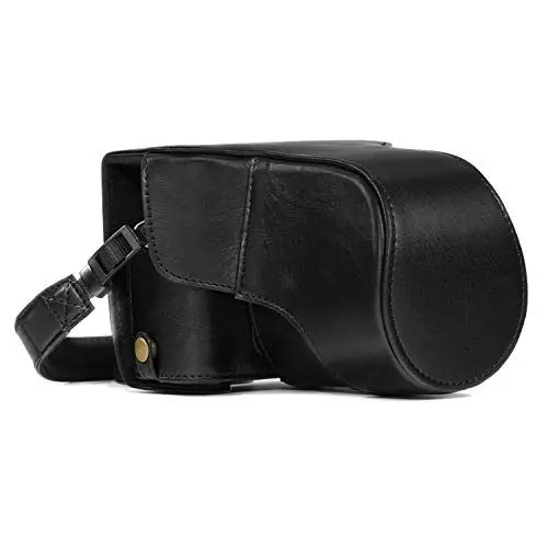Produktbild: MegaGear MG981 Ever Ready Leder Kamera-Case mit Trageriemen kompatibel mit Fujifilm X-T30, X-T20, X-T10 (16-50mm / 18-55mm Lenses) - Schwarz