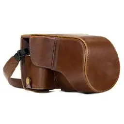 Produktbild: MegaGear MG982 Ever Ready Leder Kamera-Case mit Trageriemen kompatibel mit Fujifilm X-T30, X-T20, X-T10 (16-50mm / 18-55mm Lenses) - Dunkelbraun
