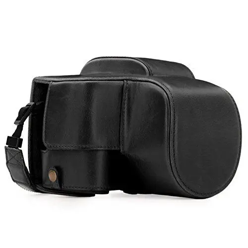 Produktbild: MegaGear Panasonic Lumix DC-FZ80, FZ82 Ever Ready Leder Kamera-Case mit Trageriemen und Batteriezugang schwarz MG1223