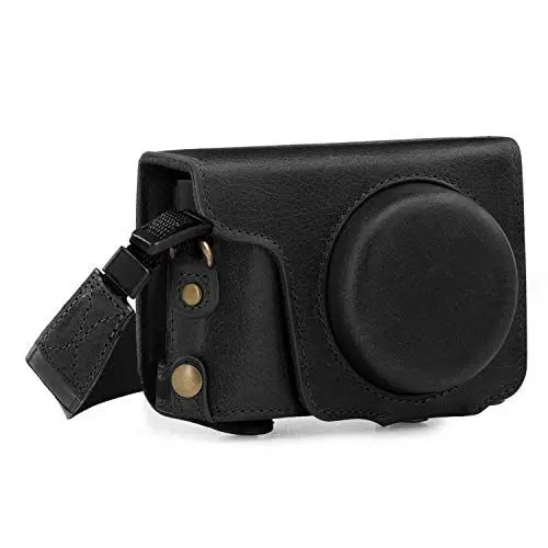 Produktbild: MegaGear Panasonic Lumix DC-TZ100, TZ200 Ever Ready Echtleder Kamera-Case mit Trageriemen - Schwarz