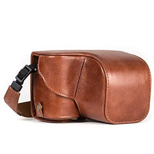 Produktbild: MegaGear Sony Alpha A6300, A6000 (16-50 mm) Ever Ready Echtleder Kamera-Case mit Trageriemen und Batteriezugang Dunkelbraun MG559