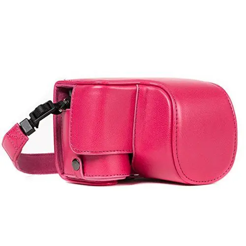 Produktbild: MegaGear Sony Alpha A6500 (16-50 mm) Ever Ready Leder Kamera-Case mit Trageriemen und Batteriezugang Rosa MG1234