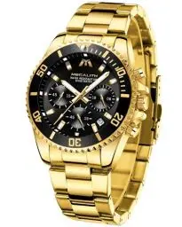 Produktbild: MEGALITH Herrenuhr Chronograph Edelstahl Gold - Armbanduhr Herren Designer Wasserdicht Uhren Herren mit Datum Leuchtende Analog Business Uhr Elegant Geschenk für Männer
