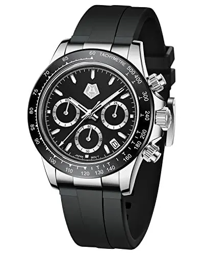 Produktbild: MEGALITH Herrenuhr Chronograph Quarz Uhr Wasserdicht 100M Saphirglas Taucheruhren Sport Armbanduhr Herren Schwarz mit Kalender Leuchtend, Geschenk für Männer