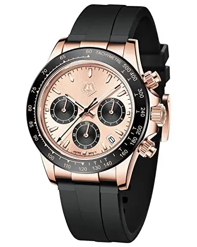 Produktbild: MEGALITH Herrenuhr Saphirglas Chronograph Quarz Uhr Wasserdicht 100M Taucheruhren Sport Armbanduhr Herren Schwarz mit Kalender Leuchtend, Geschenk für Männer