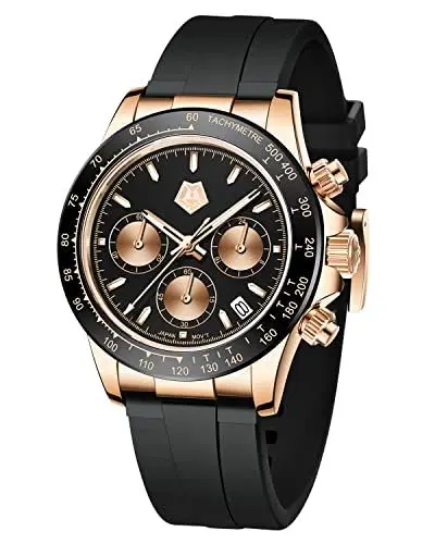 Produktbild: MEGALITH Herrenuhr Saphirglas Chronograph Quarz Uhr Wasserdicht 100M Taucheruhren Sport Schwarz Armbanduhr Herren mit Kalender Leuchtend, Geschenk für Männer