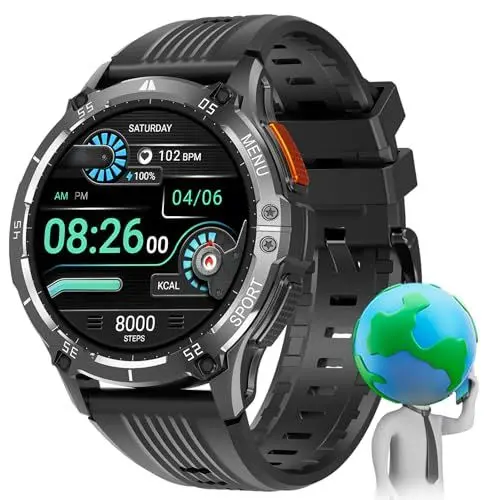 Produktbild: MEGALITH Smartwatch Herren Fitness Uhr: Wasserdicht Sport Fitnessuhr mit Telefonfunktion - Tracker Pulsmesser Schrittzähler Smart Watch Männer Kompatibel iOS Android