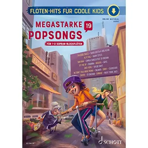 Produktbild: Megastarke Popsongs: für 1-2 Sopran-Blockflöten. Band 19. 1-2 Sopran-Blockflöten. Spielbuch. (Flöten-Hits für coole Kids, Band 19)
