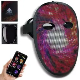 Produktbild: megoo HD Led Maske mit Bluetooth Programmierbar,Led Masken mit Gestenerkennung,Led Leuchtende Maske für Karneval Halloween Cosplay Party Kostüm Maskerade,Coolest Voll Gesichts Led Mask