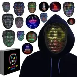 Produktbild: megoo Led Maske mit Geste Sensing Transforming,Led Elektronische Digital Light Up Glow Maske für Halloween Rave Maskerade Karneval Kostüm Cosplay DJ Party,Coolste Led Masken Für Kinder Erwachsene