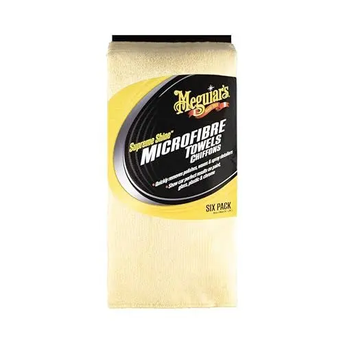 Produktbild: Meguiar's Supreme Shine Mikrofasertücher 6 Stück, Poliertuch Auto, Ultraweiches Mikrofasertuch, Saugstark und Lackschonend, Waschbar, Autopflege ohne Streifen – Microfiber Towels X2035EU - 6er Pack