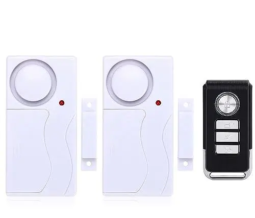 Produktbild: Meichoon Funk Türalarm Fenster öffnen Pool Türklingel Glockenspiel Einbruchalarm DIY Haussicherheit Magnetsensor Kinder Sicherheit Schieben mit 2 Alarm, 1 Fernbedienung