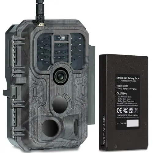 Produktbild: Meidase P200P Wildkamera WLAN, Wiederaufladbarem 8000-mAh-Lithium-Akku, 64MP H.264 1296P, Wildtierkamera mit Bewegungsmelder Nachtsicht WiFi Handyübertragung, IP66
