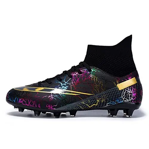 Produktbild: Meidiastra Fußball Schuhe Professionelle Atmungsaktiv Sportlich Fußball Turnschuhe High Top Fußball Stollen Für Männer Junge cd/Black 36