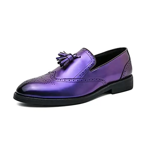 Produktbild: Meidiastra Herren Mokassins Mokassins Slipper Leder Slip On Kunstleder Slipper Smoking Loafers Flache Freizeitschuhe Für Men Purple 45