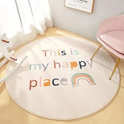 Produktbild: MEIFEISEWU Runde Teppiche, Weiche Waschbare Kinderzimmerteppiche, Flauschige Regenbogenmuster Teppiche, Kurzflor-Schlafzimmer- oder Spielteppiche für Jungen und Mädchen und mehr
